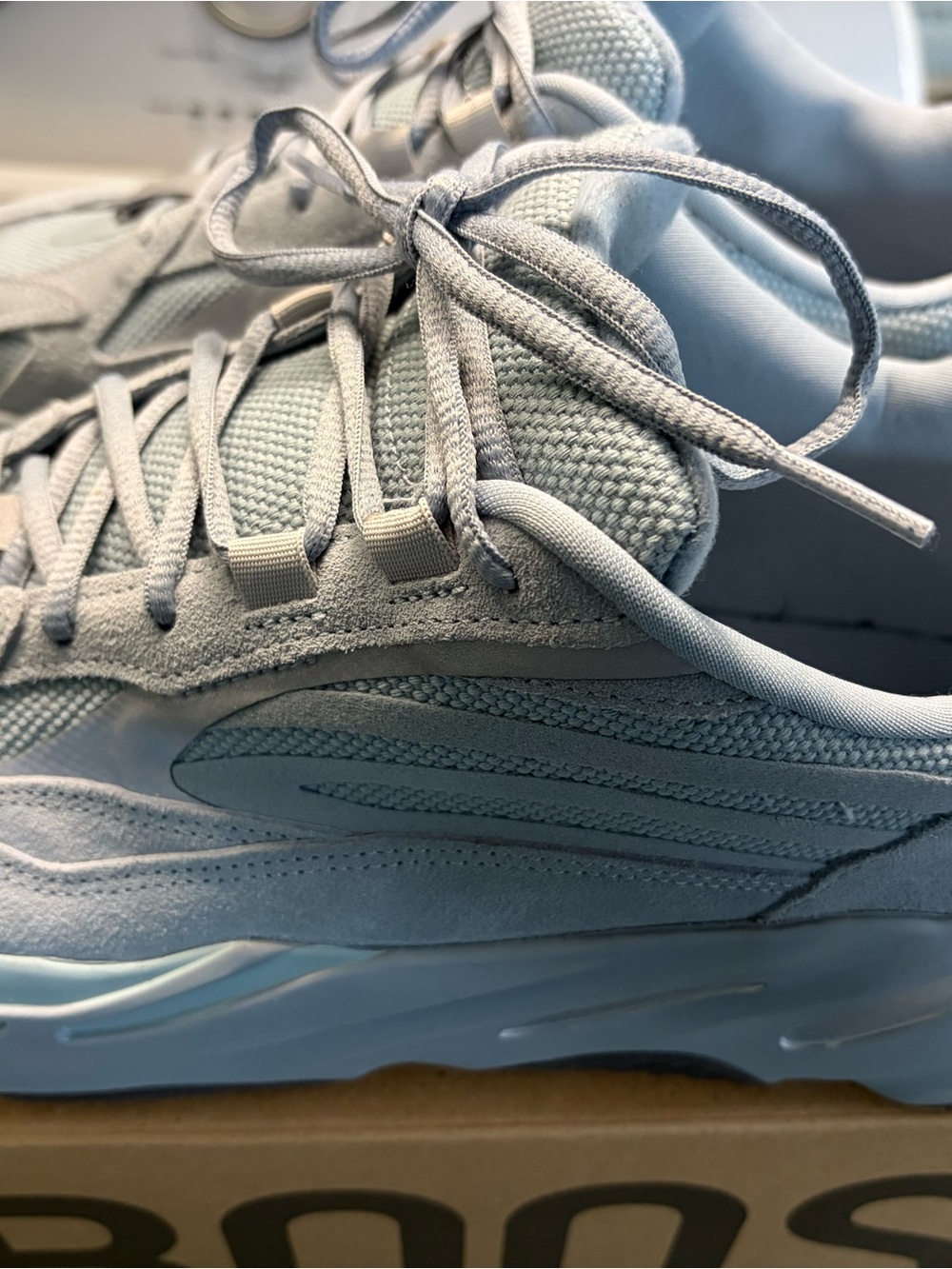 Adidas Yeezy boost 700 V2 hospital Blue Suede & Mesh Chunky Sneakers